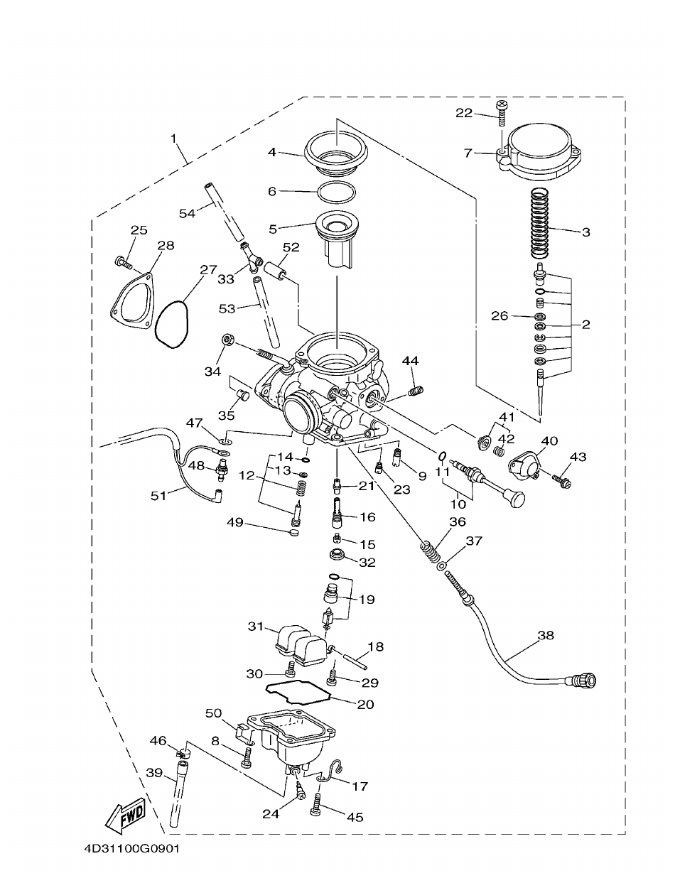Yamaha 250RAP CARBURETOR parts diagram